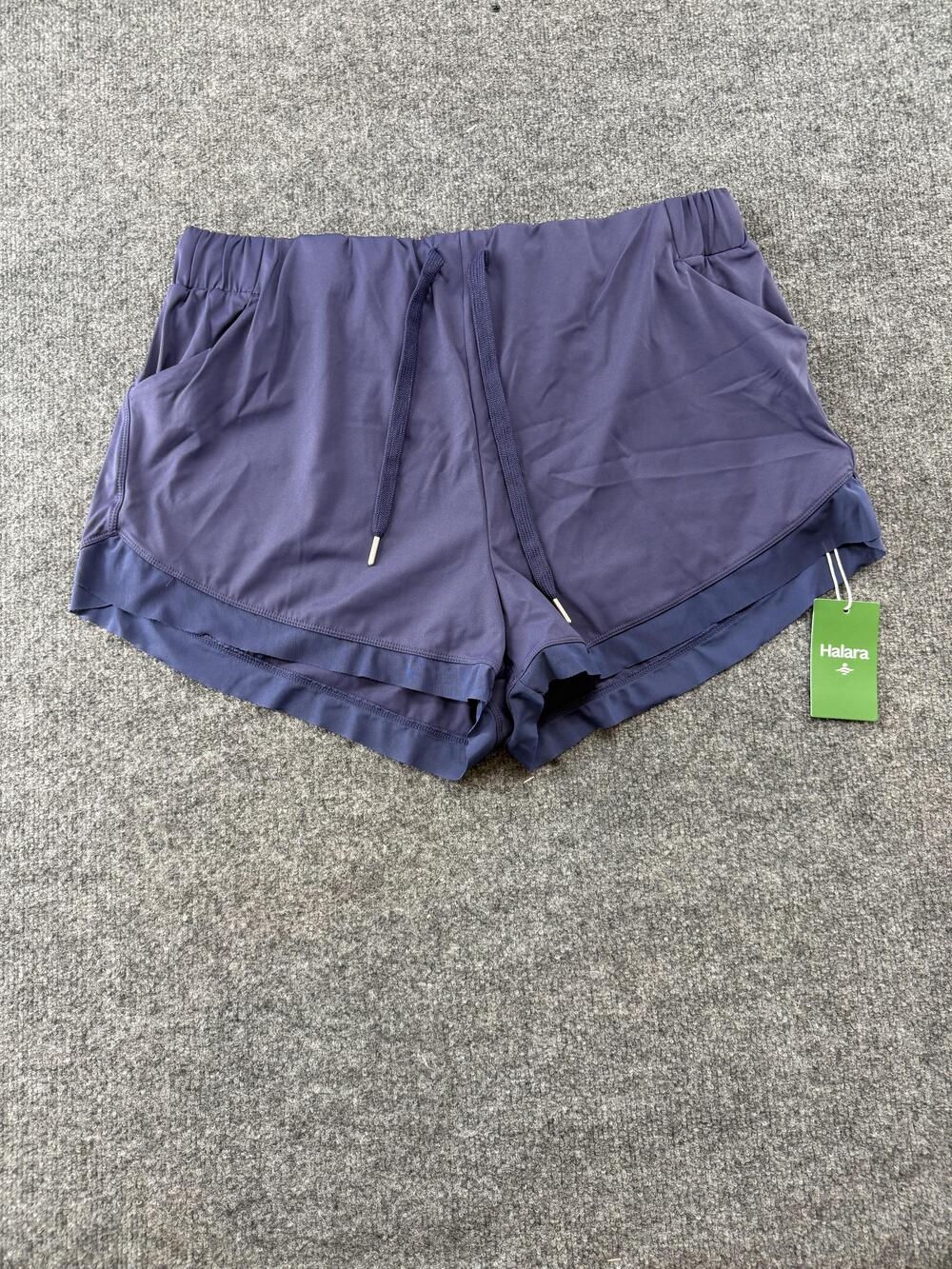 Halara Shorts Womens XL Blue Lined Drawstring 4 Inseam Running Gym Athletic